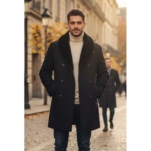 Mighty Mac Pea Coat Men's Double Breasted Wool Outdoor Tycoon Collar 70s Sz 40?‎